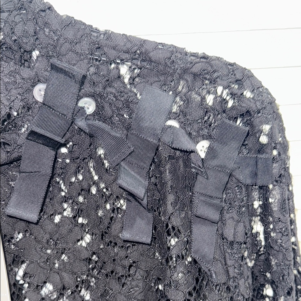 J. Crew Elegant Black Lace Top with Bow Accents - Picture 4 of 9